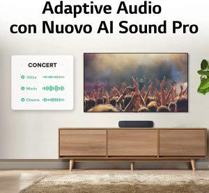 LG QP5 Soundbar TV 320W 3.1.2 Canali con Subwoofer Wireless, Bluetooth, Tecnologia DTS:X, Dolby Atmos, Dolby Digital, AI Sound Pro