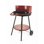 Galileo Bbq Barbecue Grill Rosso Tondo Con Ruote 50X85