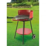 Galileo Bbq Barbecue Grill Rosso Tondo Con Ruote 50X85