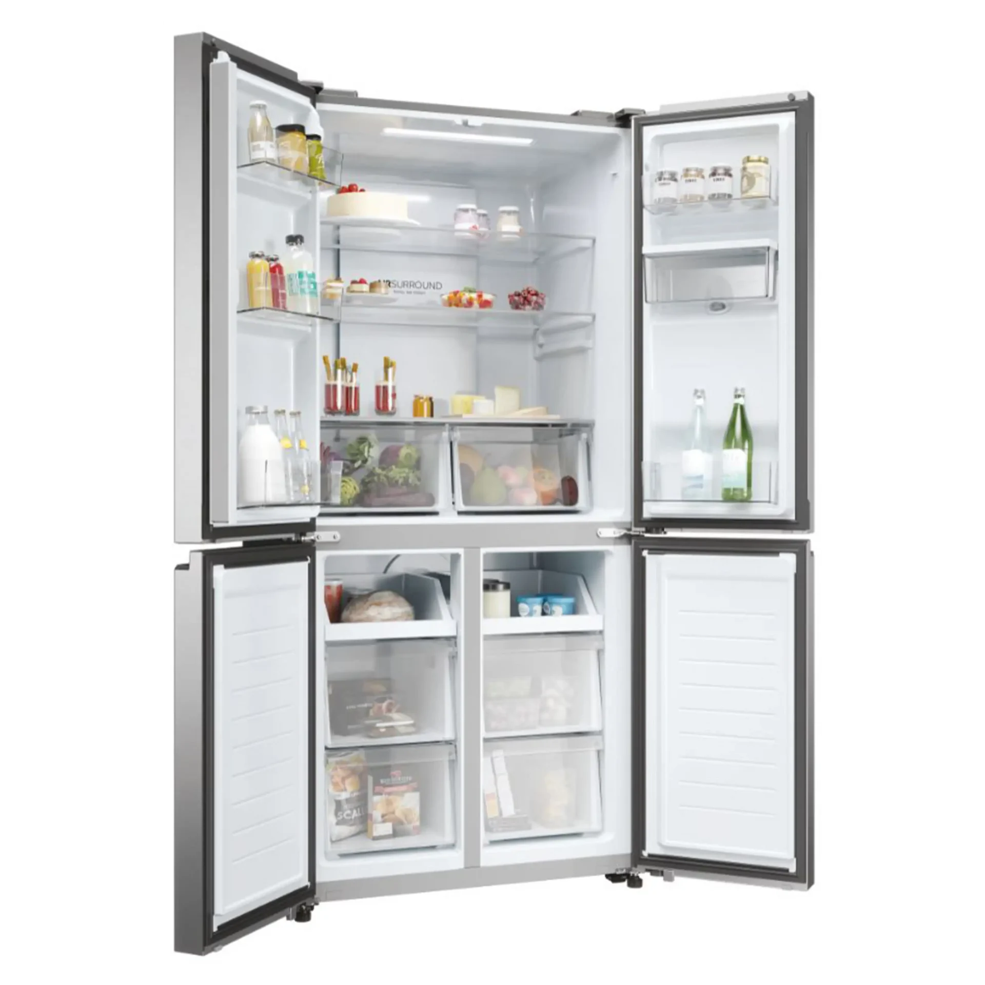 Haier HCR3818EWMM Frigorifero Americano Side by Side, Capacità 463 Litri, Classe E, No Frost, colore Platinum Inox ̵