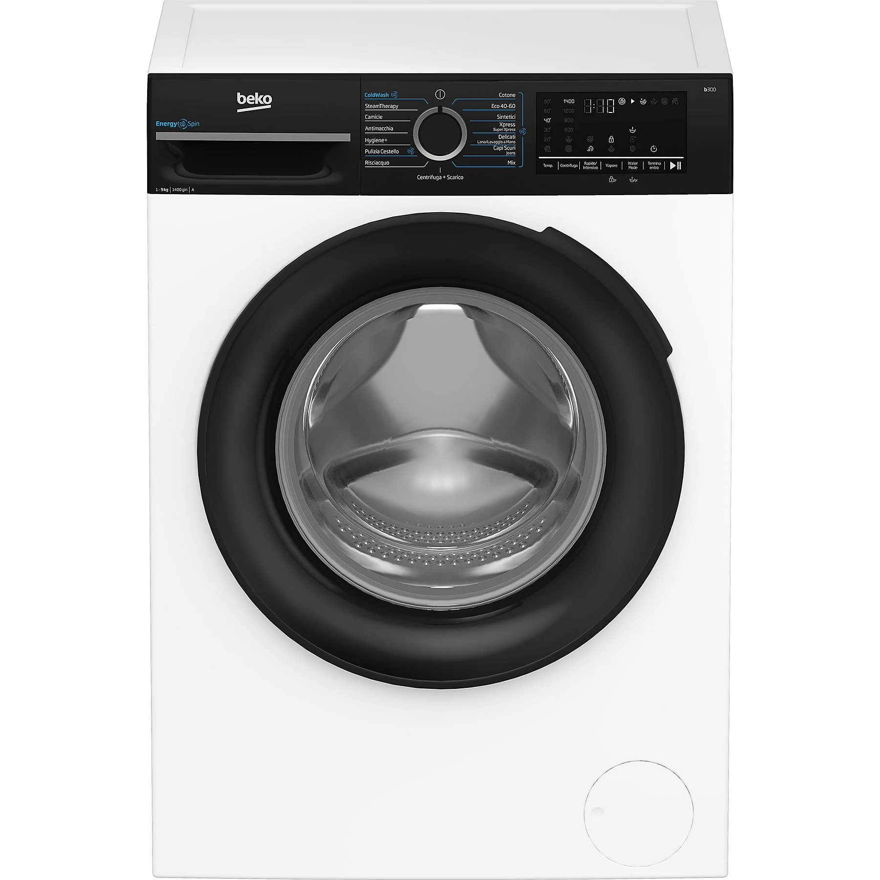 Beko BMURWU4941B Lavatrice Energyspin 9kg, Classe A, 1400giri motore, ProInverter