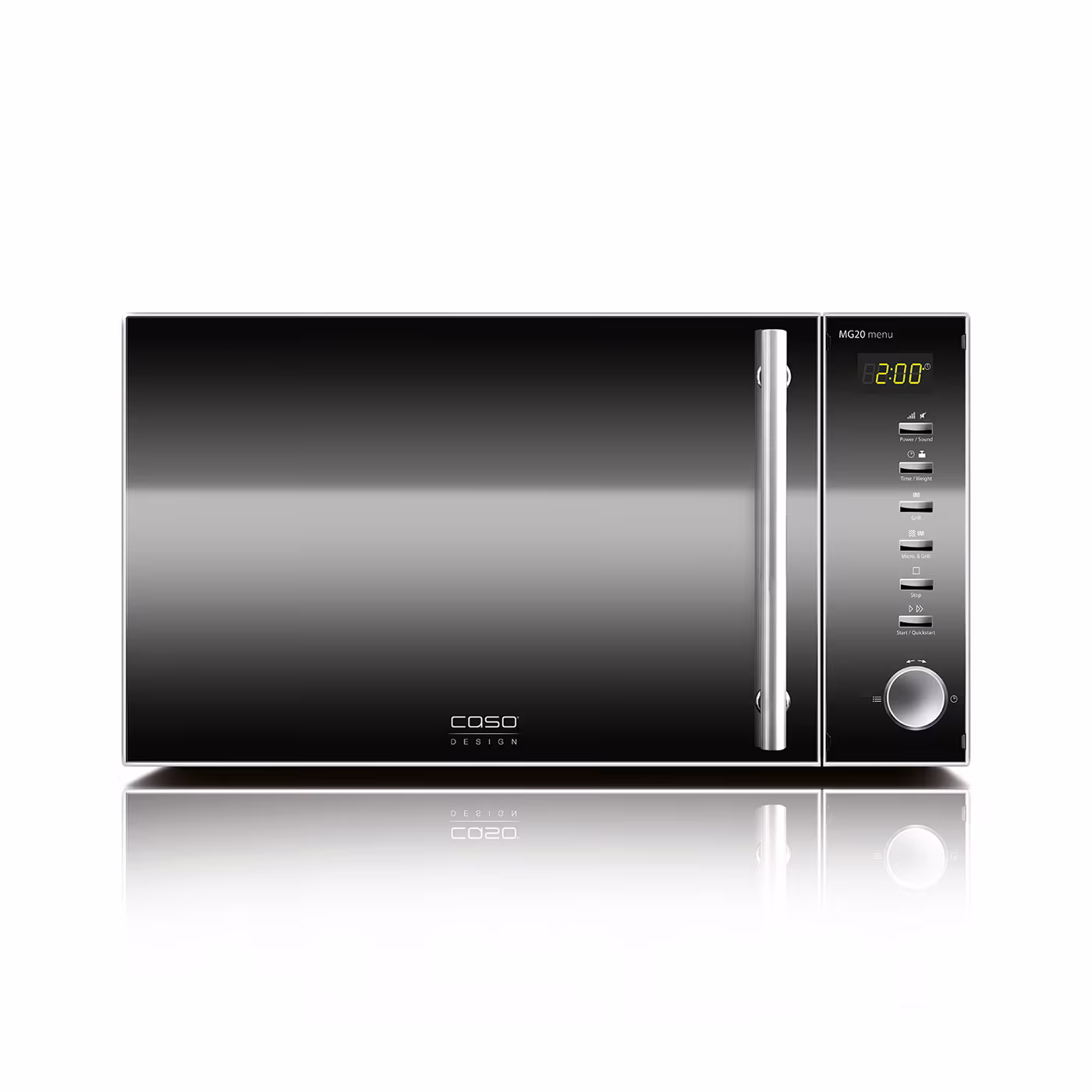 CASO MG20 Microonde capacità 20 l, potenza 800 W, Funzione grill 1000 W, 5 livelli di potenza, Nero Argento Bianco
