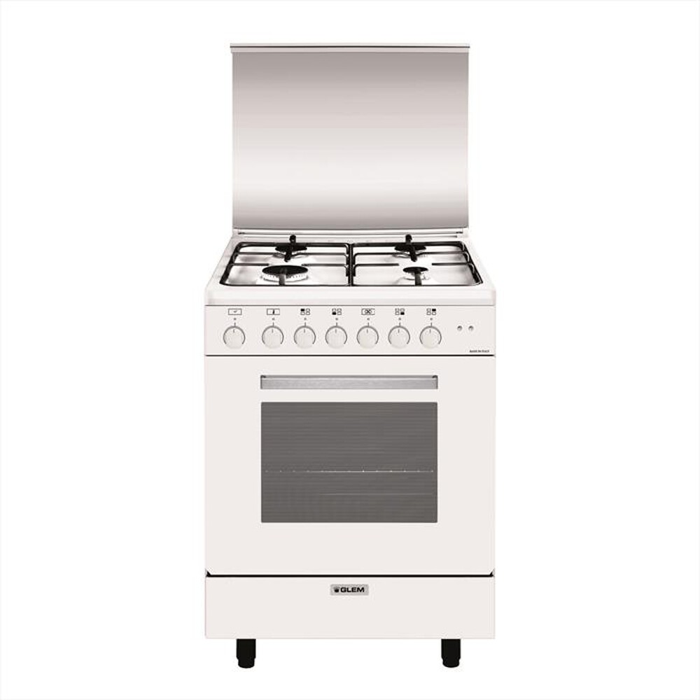 Glem A654MX6 Cucina con piano cottura Gas e forno elettrico, classe A, 60×50, Bianco